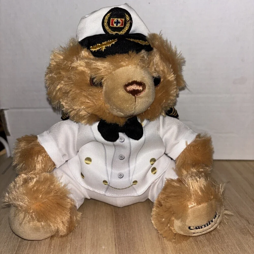 Carnival Dream Captain Teddy Bear Plush Brown & White with Clothing & Hat